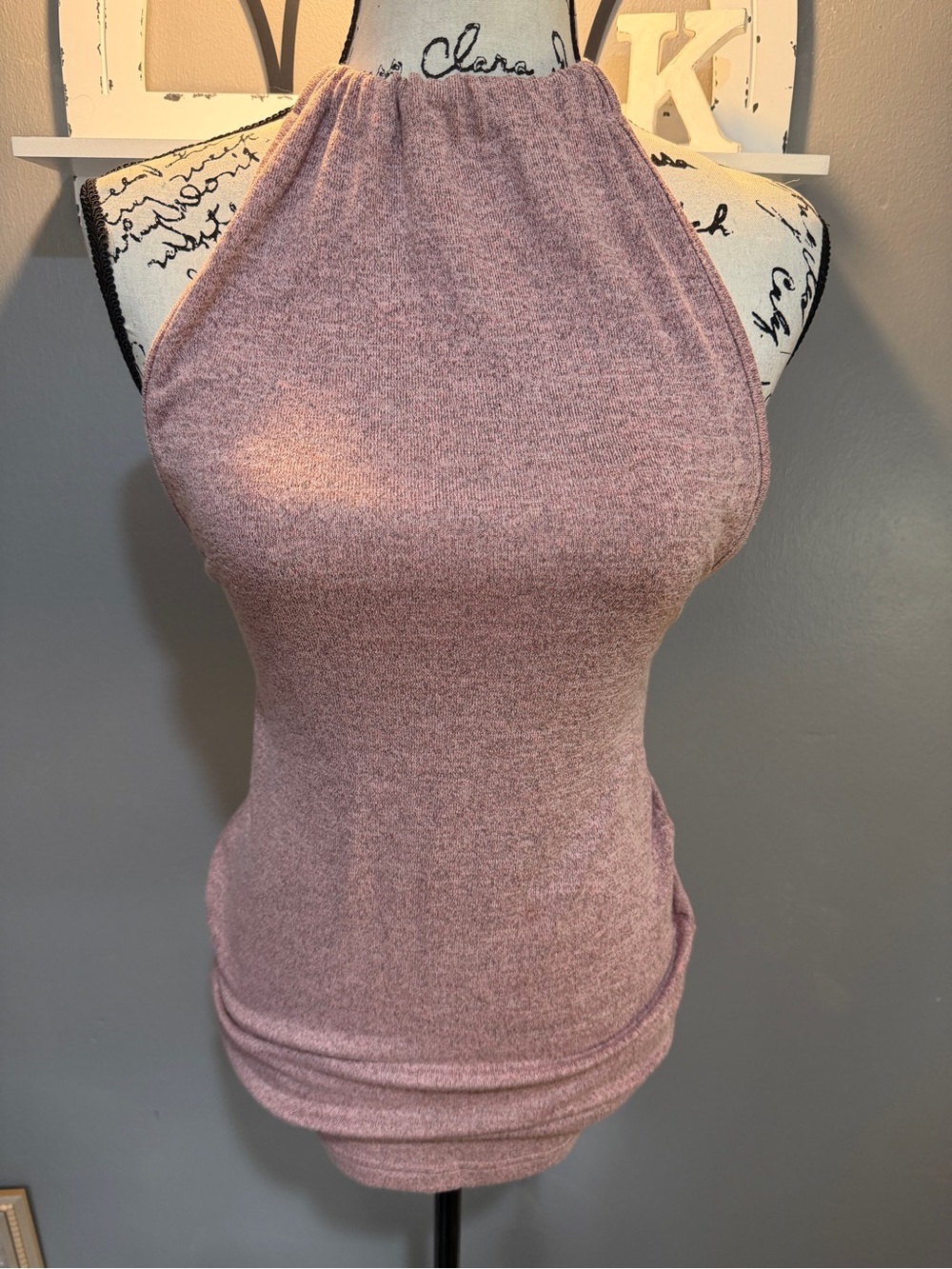 SHEIN DUSTY MAUVE HALTER TANK TOP SZ S